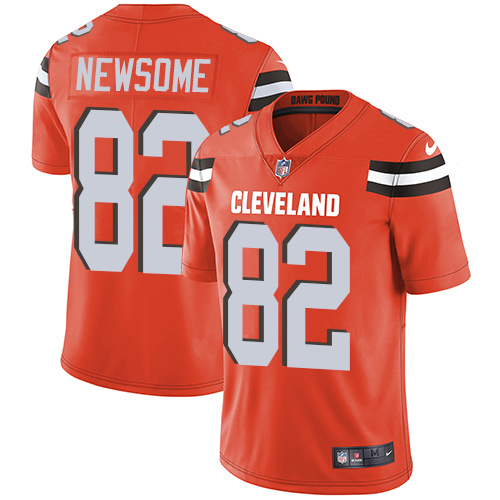 Nike Browns #82 Ozzie Newsome Orange Alternate Men's Stitched NFL Vapor Untouchable Limited Jersey - Click Image to Close